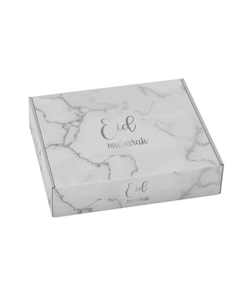 Pastry box Eid -marble silver