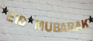 Letterbunting Eid -gold with black stars