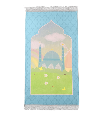 Children's prayer rug mosque -blue