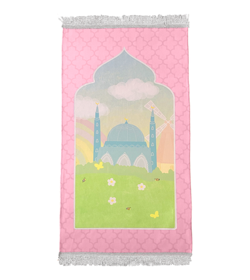 Children's prayer rug mosque -pink