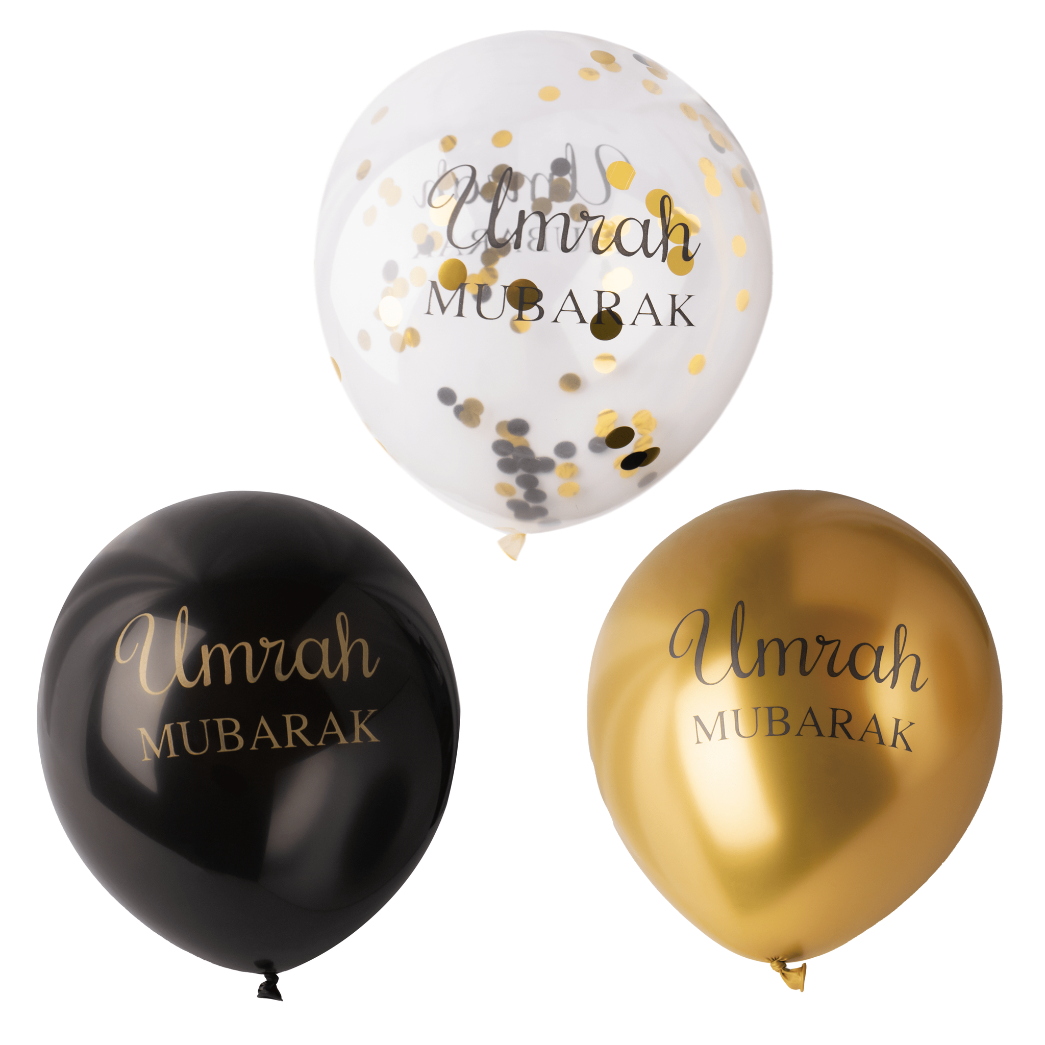 Balloons Umrah Mubarak -metallic gold/zwart (6pcs)