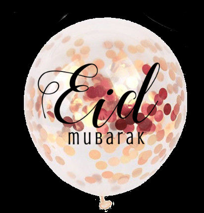 Ballonnen Eid Mubarak confetti rosé (5 stuks) 
